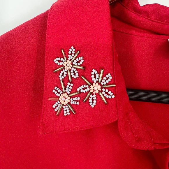 🆕 W/O Tags Woman Within Size 18/20 L Large Plus Size Beaded Blouse Shirt Top - Picture 2 of 8